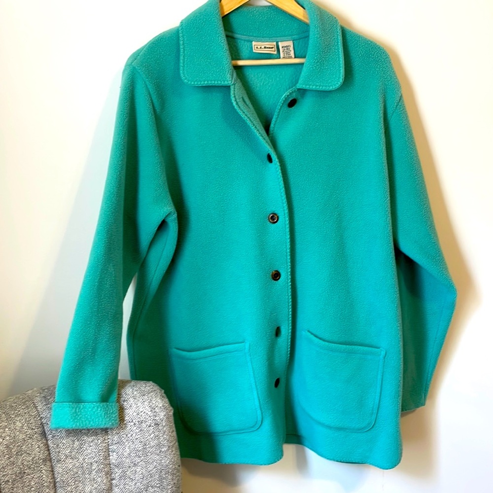 Vintage L.L. Bean teal fleece coat